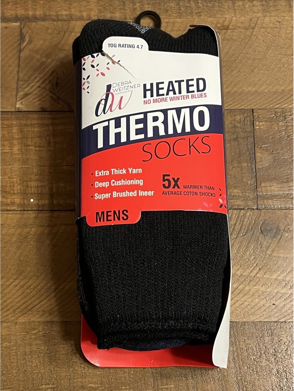 Debra Weitzner Heated Mens Size 7-15 Thick Thermo Socks 2 Pairs Black